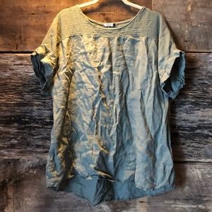 Olive green linen shorts sleeve top